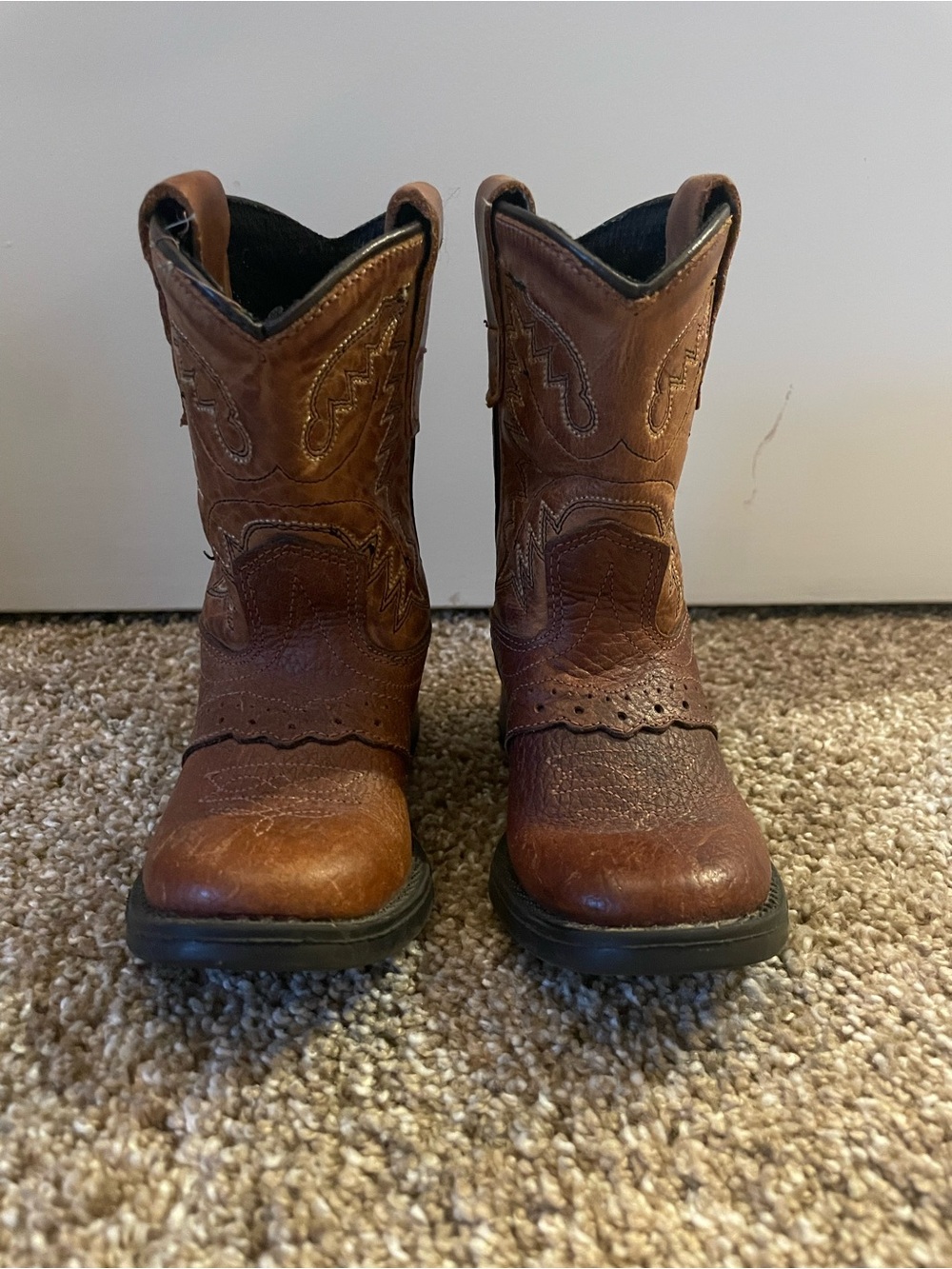 Old West Kids Brown Leather Western Boots